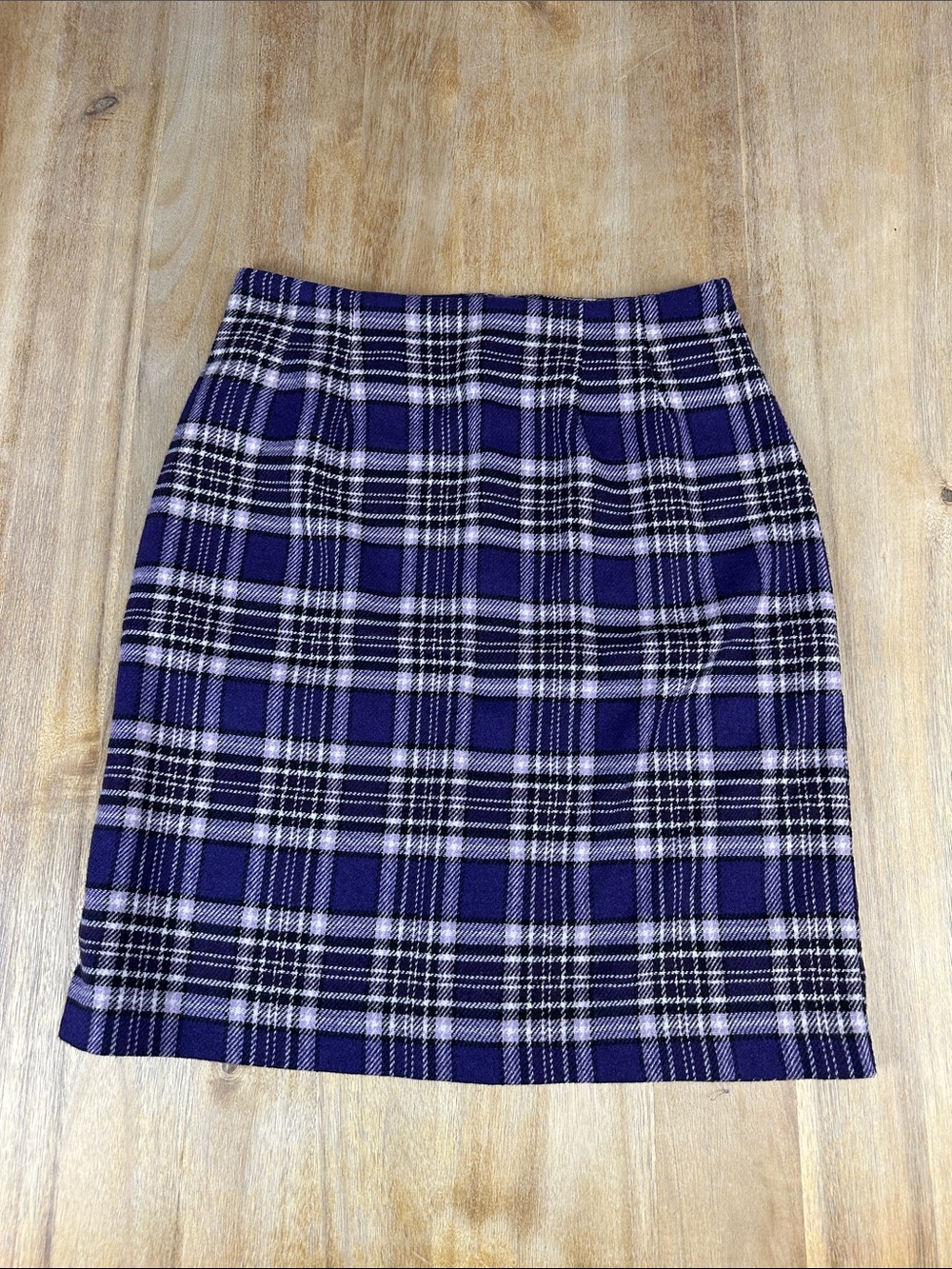 Dark Academia Vintage Wool Blend Purple Plaid Pencil Skirt